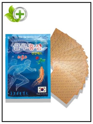 Korean Пластырь обезболивающий с красным женьшенем и глюкозамином Glu Red Ginseng, 1 упак (20 листов)