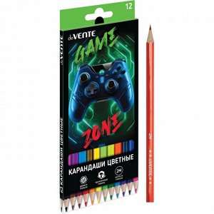 Карандаши цветные 12 цв., корпус дерево, шестигр., deVENTE. Gamer