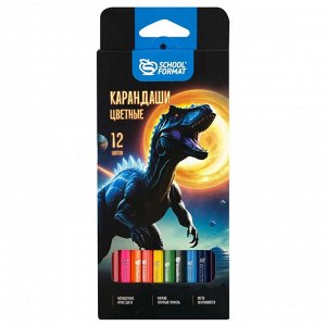 Карандаши цветные 12 цв., корпус дерево, шестигр., Schoolformat МИКС ДЛЯ МАЛЬЧИКОВ