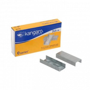 Скобы д/степлера №24/6,  никелированные, 1000 шт/упак, KANGARO