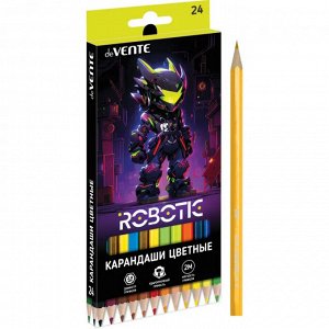 Карандаши цветные 24 цв., корпус дерево, шестигр., deVENTE. Robotic