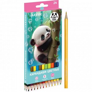 Карандаши цветные 24 цв., корпус дерево, шестигр., deVENTE. Yummy Panda
