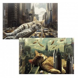 Папка-конверт на кнопке А4, 160 мкм, непрозрачная, с рисунком, ErichKrause Big City Cats