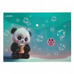 Папка-конверт на кнопке А4, 180 мкм, полупрозрачная, с рисунком, ассорти, deVENTE. Yummy Panda