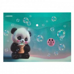 Папка-конверт на кнопке А4, 180 мкм, полупрозрачная, с рисунком, ассорти, deVENTE. Yummy Panda