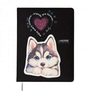 Дневник 1-11 кл. 48л. (твердый) Д deVENTE. Cute Husky, кожзам, объемная аппликация