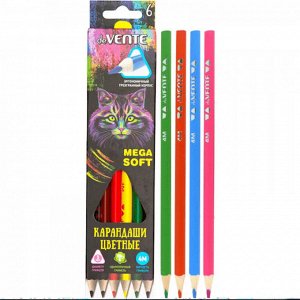 Карандаши цветные 06 цв., корпус дерево, трехгран., супермягкие, deVENTE. Triolino Ultra 4М