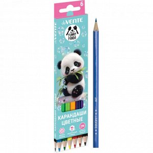 Карандаши цветные 06 цв., корпус дерево, шестигр., deVENTE. Yummy Panda