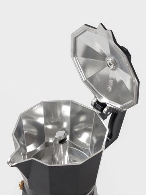 Кофеварка гейзерная Доляна Alum black, на 3 чашки, 150 мл, чёрная