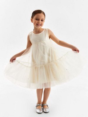 Платье для девочки MINAKU: PartyDress, молочное.