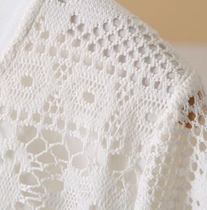 Ажурная блуза с короткими рукавами, белая