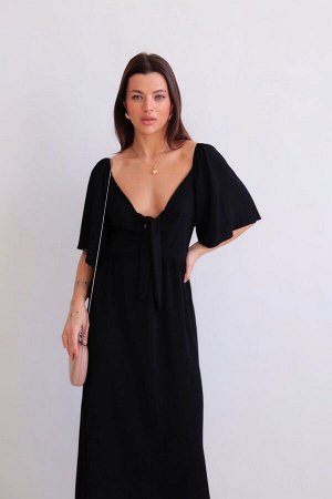 Платье с завязками на груди чёрное