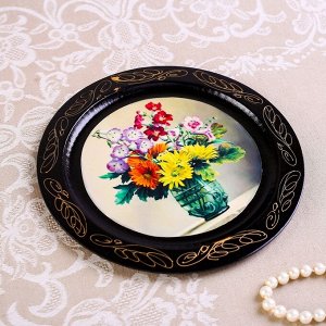Тарелка декоративная «Цветы», D=18 см, лаковая миниатюра, микс