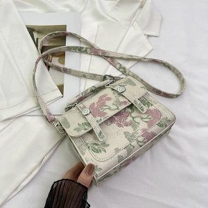 Женская мини-сумка с принтом, кросс-боди, PU