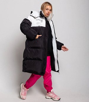 Пальто #КТ7001 (1), чёрный,белый