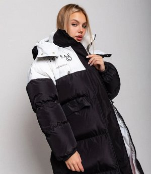 Пальто #КТ7001 (1), чёрный,белый