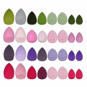 ЮНИLOOK Спонжи косметические 8 шт в банке, ПУ, 3-6см, 4 сочетания цветов