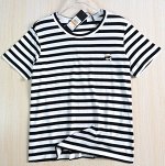 Футболка хлопковая с круглым вырезом в полоску, черный