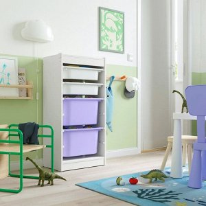 TROFAST, Система с ящиками, белый/сиреневый, 46х30х95 см