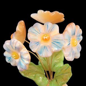 Сувенир «Ваза цветов», герберы, 5 цветков, 11-22 см, селенит