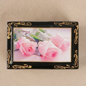 Шкатулка «Розовые розы». 6x9 см. лаковая миниатюра