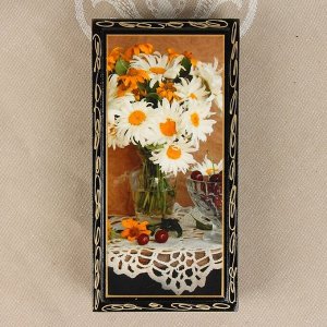 Шкатулка - купюрница «Герберы в вазе», 8,5х17 см, лаковая миниатюра
