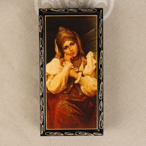 Шкатулка - купюрница «Русская красавица», 8,5*17 см, лаковая миниатюра