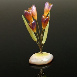 Сувенир «Крокусы», 5 цветков, 13-10 см, селенит