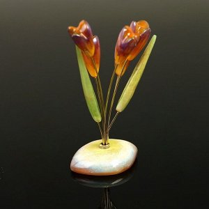 Сувенир «Крокусы», 5 цветков, 13-10 см, селенит