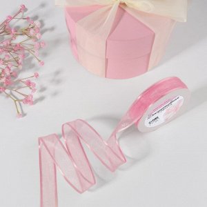 Лента декоративная, капроновая,атласная, 18 мм, 18±1 м, розовая