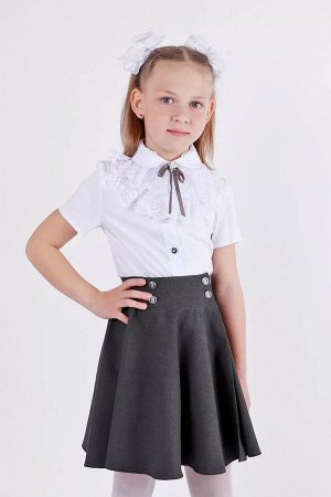 Школьная блузка ДЕВ Katrin Miller 19457 белый-серый