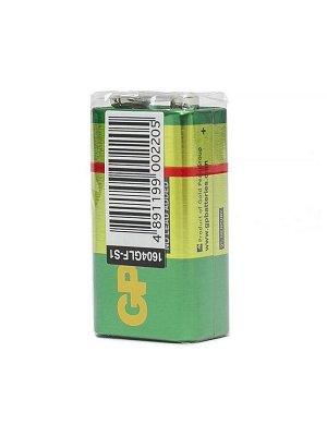 Батарейка солевая GP Greencell Extra Heavy Duty, 6F22-1S, 9 В, крона, спайка, 1 шт.