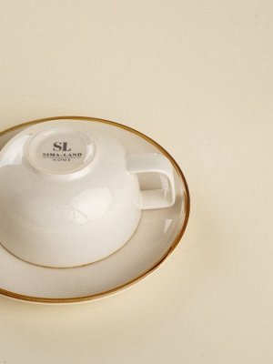 Чайная пара SL Home «Леггеро», 280 мл, блюдце d=14 см, фарфор, бежевая