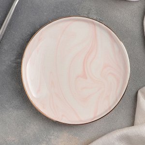 Тарелка пирожковая «Мрамор», 15?2 см, цвет розовый