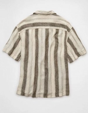 AE Poolside Linen-Blend Striped Button-Up Shirt