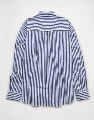 AE Everyday Relaxed Poplin Striped Button-Up Shirt