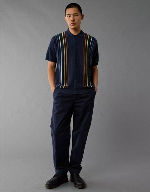 AE Pride Weekend Button-Up Sweater Polo Shirt
