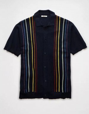 AE Pride Weekend Button-Up Sweater Polo Shirt