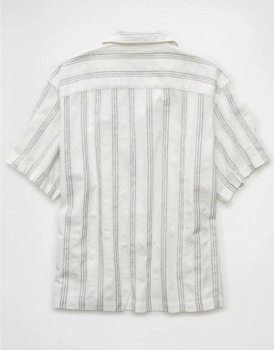 AE Poolside Linen-Blend Striped Button-Up Shirt