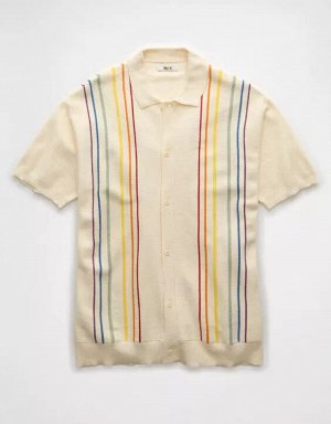 AE Pride Weekend Button-Up Sweater Polo Shirt