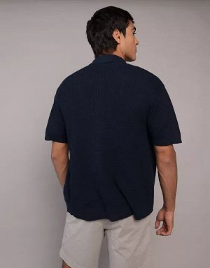AEO Waffle Button-Up Polo Shirt