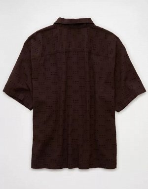 AE Poolside Textured Checkerboard Button-Up Shirt