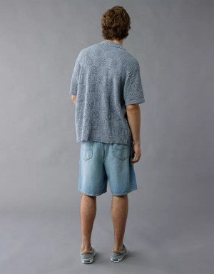 AE Weekend Checkerboard Button-Up Sweater Polo Shirt