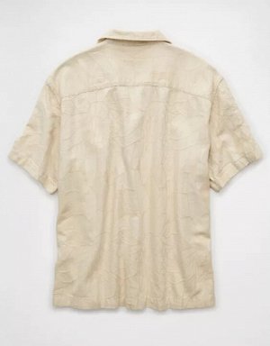 American Eagle AE Poolside Linen-Blend Floral Button-Up Shirt