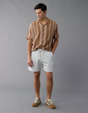 AE Weekend Striped Button-Up Sweater Polo Shirt