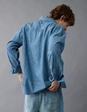 AE Everyday Relaxed Chambray Button-Up Shirt