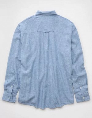 AE Everyday Relaxed Linen-Blend Button-Up Shirt