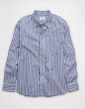 AE Everyday Relaxed Poplin Striped Button-Up Shirt