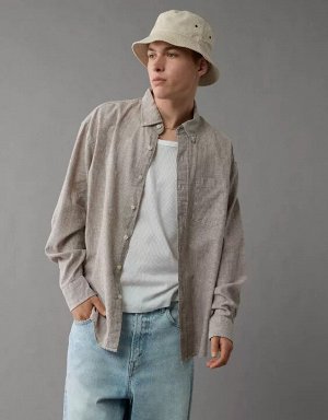 AE Everyday Relaxed Linen-Blend Button-Up Shirt