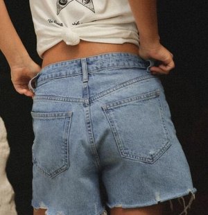 ДЖИНСОВЫЕ ШОРТЫ TRF С ВЫСОКОЙ ПОСАДКОЙ MOM FIT И КОСОЙ ЗАСТЕЖКОЙ, арт. 4806006, голубой